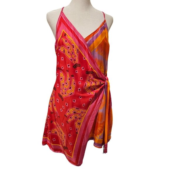 Farm Rio Womens XS Handkerchief Boho Wrap Dress Multicolor Easter Spring - Picture 1 of 15